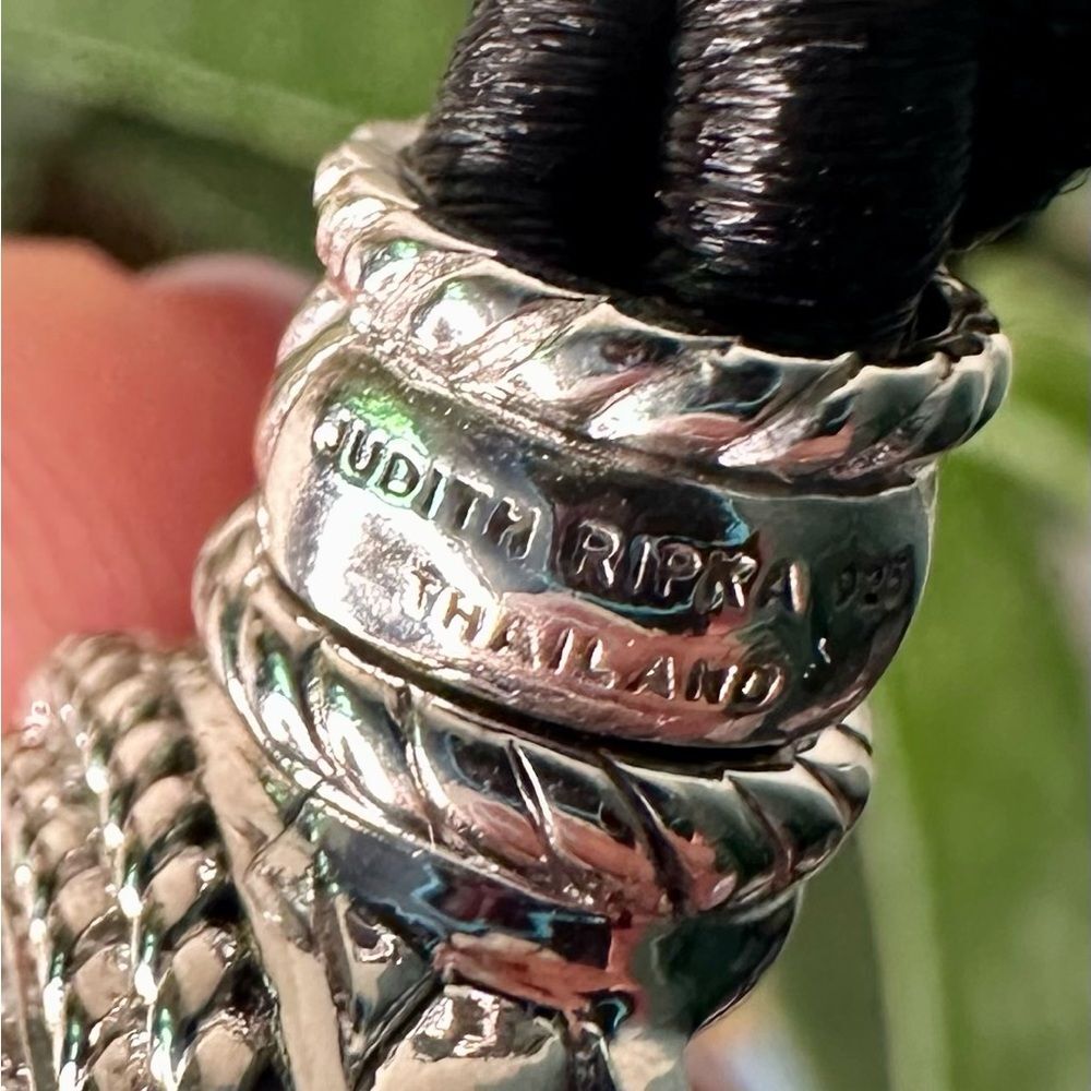 Judith Ripka Sterling Silver Turquoise CZ Cord Necklace with Box Vintage Y2K 925 - Picture 6 of 13